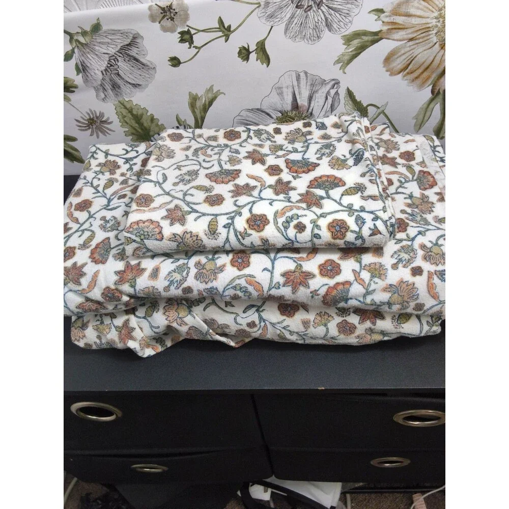 THRESHOLD AUTUMN FALL FLANNEL COMPLETE TWIN SIZE SHEET SET